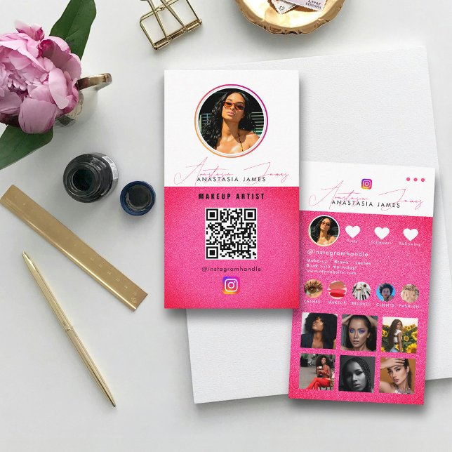 Influencer Photo Mata Grid Social Media QR-kod för Visitkort (Influencer Photo Feed Grid Social Media QR Code Business Card)