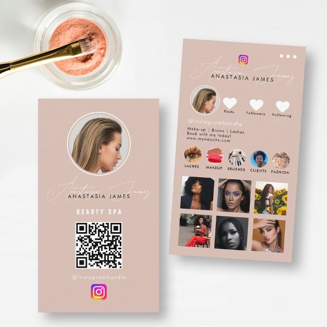 Influencer Photo Mata Grid Social Media QR-kod för Visitkort (Influencer Photo Feed Grid Social Media QR Code Business Card)