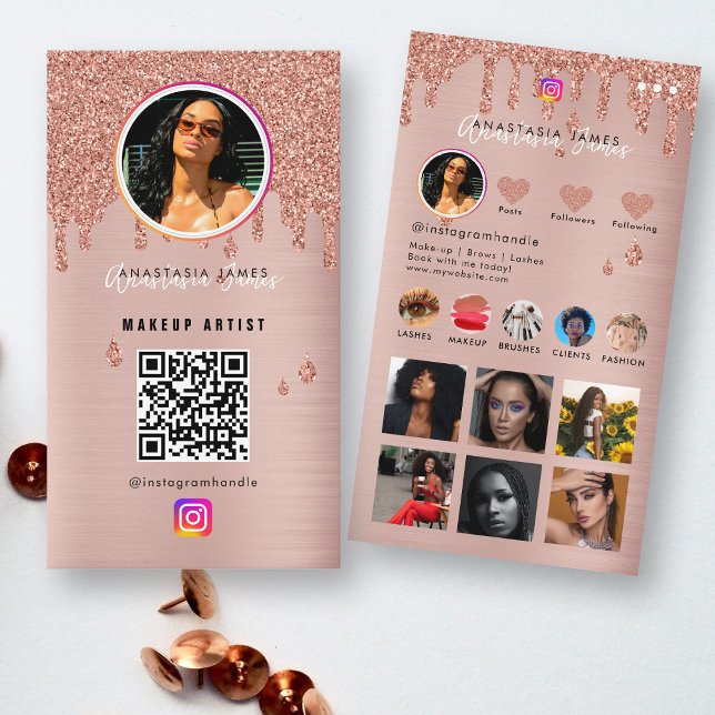 Influencer Photo Mata Grid Social Media QR-kod för Visitkort (Influencer Photo Feed Grid Social Media QR Code Business Card)
