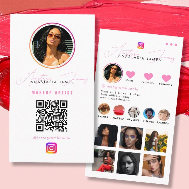 Influencer Photo Mata Grid Social Media QR-kod för Visitkort (Influencer Photo Feed Grid Social Media QR Code Business Card)
