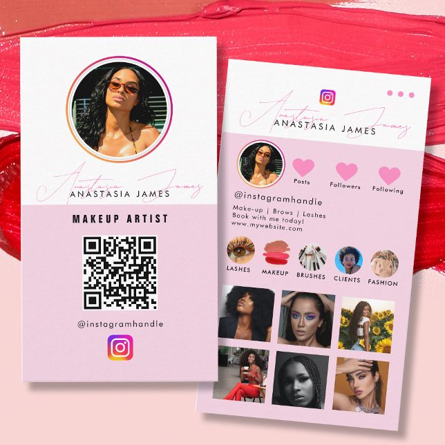 Influencer Photo Mata Grid Social Media QR-kod för Visitkort (Influencer Photo Feed Grid Social Media QR Code Business Card)