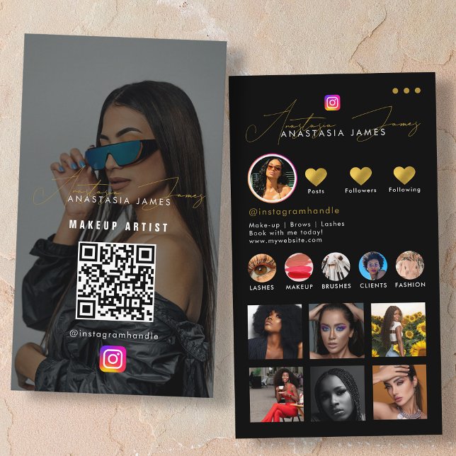 Influencer Photo Mata Grid Social Media QR-kod för Visitkort (Influencer Photo Feed Grid Social Media QR Code Business Card)