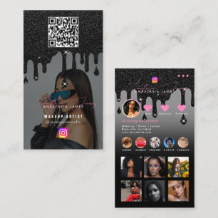 Influencer Photo Mata Social Media Black Glitter Visitkort