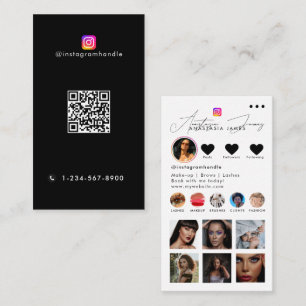 Influencer Photo Mata Social Media QR-kod svart Visitkort