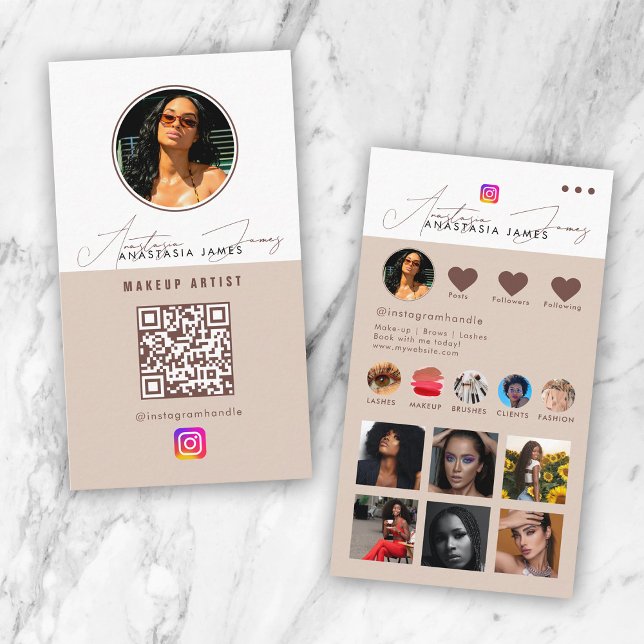 Influencer Photo Mata Social Media QR-kodNeutralt Visitkort (Influencer Photo Feed Social Media QR Code Neutral Business Card)