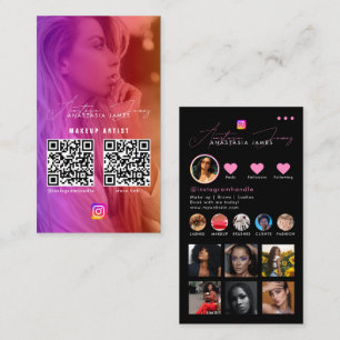 Influencer Photo Matar Grid Social Media 2 QR-kod Visitkort