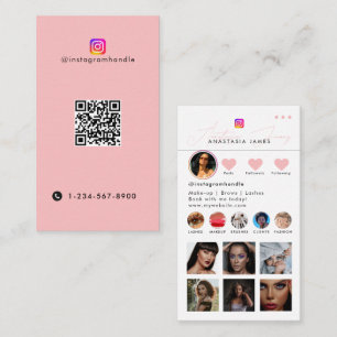 Influencer Photo Matar Social Media QR-kodens Rosa Visitkort