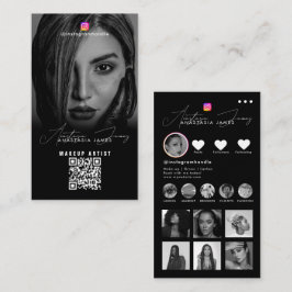 Influencer Photos Black White Social Media QR Code Visitkort