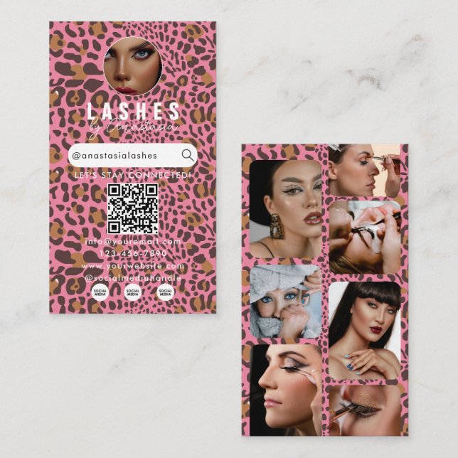 Influencer Skönhet Smink Artist Hår Leopardsminkni Visitkort (Fram/baksida)
