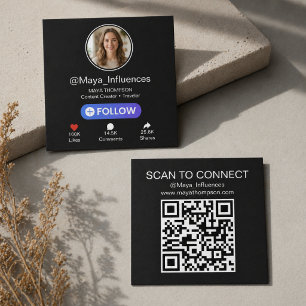 Influencer Sociala Media UI Stil Fyrkantig QR-kod Fyrkantigt Visitkort
