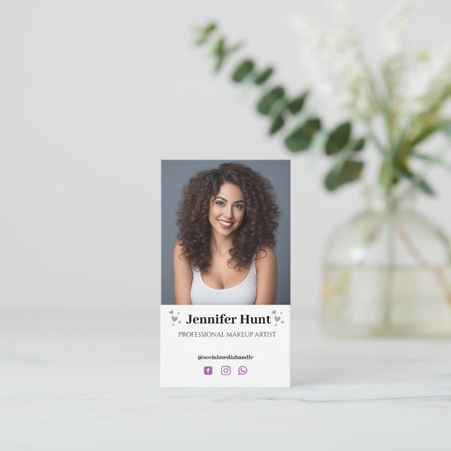 Influens, minimal Social Media Makeup-artist Visitkort (Stående Fram)