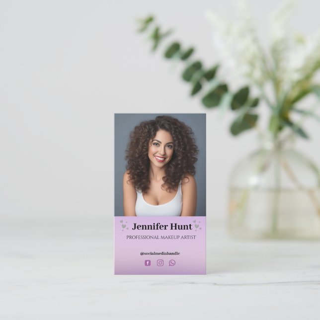 Influens, minimal Social Media Makeup-artist Visitkort (Stående Fram)