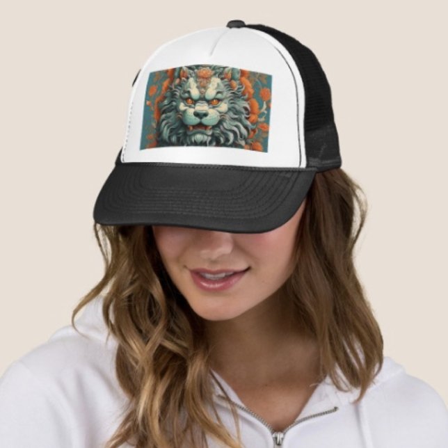 Influensans Lejon Keps (Asian Lion Head  Hat – Vintage 50s Trucker Cap Southwest Mens Womens Unisex Gift)