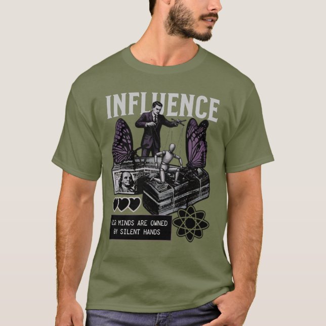 Inflytande – Tyst Kontroll Mindmanipulation T Shirt (Framsida)