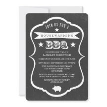 Inflyttnings- BBQ-inbjudan för svart tavla