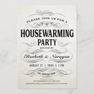 Inflyttnings- partyinbjudanvintage Scrollwork Inbjudningar