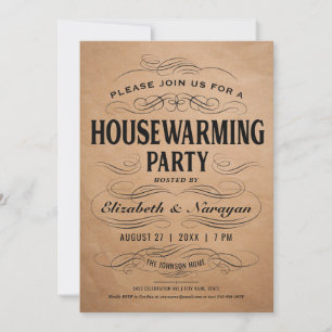 Inflyttnings- partyinbjudanvintage Scrollwork Inbjudningar
