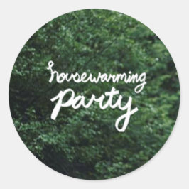 INFLYTTNINGS- PARTYlogotypklistermärke Runt Klistermärke