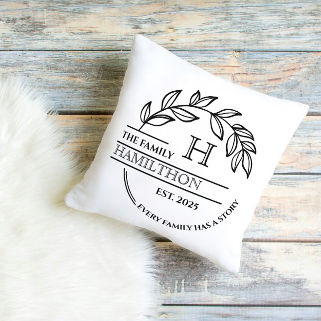 Inflyttningspresent Familjemonogram Nytt hus Hem Kudde (Housewarming Family Monogram New House Home gift ideas new home Home Décor Keepsake)