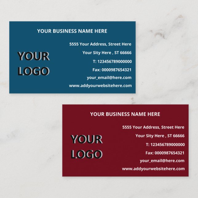 Info Business Card-mall för Anpassningsbar Logotyp Visitkort (Fram/baksida)
