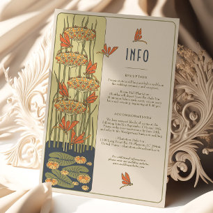 Info Card Dragonflies Art nouveau Bröllop Inbjudningar