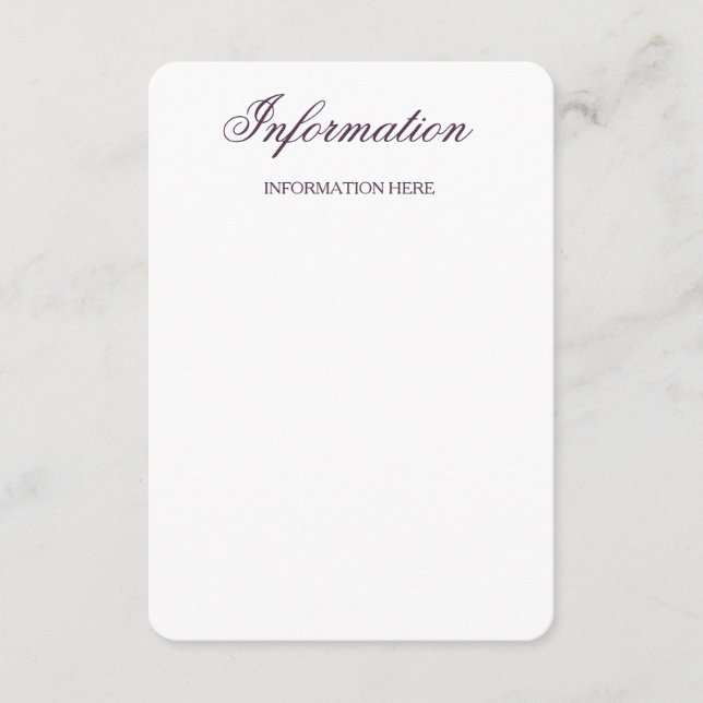 Info Card för Classage Lila Check Mönster Bröllop Tilläggskort (Framsida)