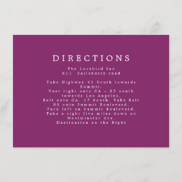 Info Directions lila Bröllop Extra Tilläggskort