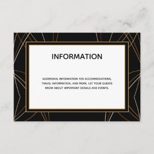 Info för Copper Linjer Black Abstrakt Bröllop Tilläggskort