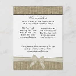 Info-kort för Rustic Burlap och Bow Direction Tilläggskort