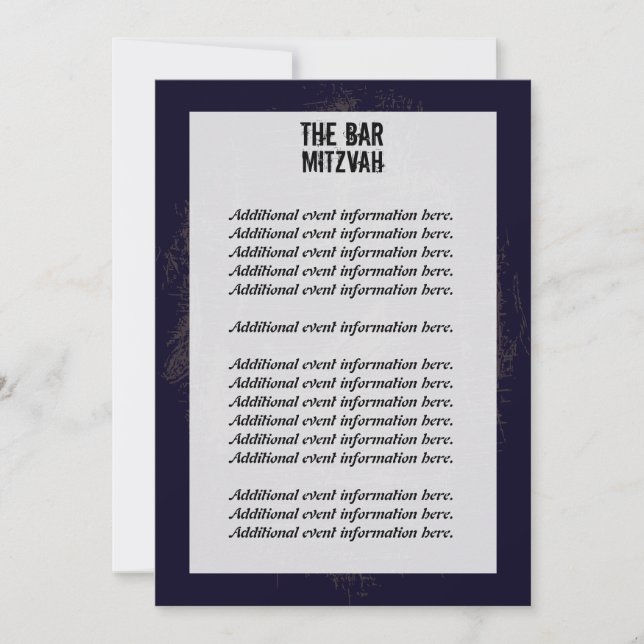 Info-kort för Sten Band Pub Mitzvah Inbjudningar (Framsida)