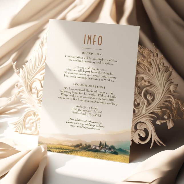 Info-kort för vattenfärg Napa Valley Vineyards Brö Inbjudningar (Skapare uppladdad)