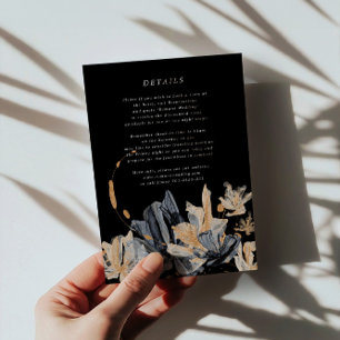 Info-kortet exklusiv Guld och Svarta Blommigten Br Tilläggskort
