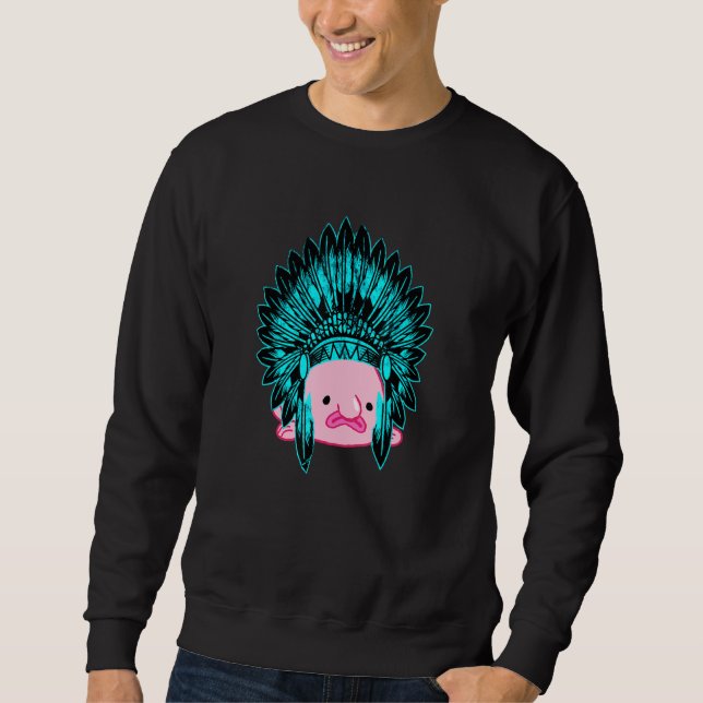 Infödd amerikansk Blobfish Costume Ugly Indian Chi Lång Ärmad Tröja (Framsida)
