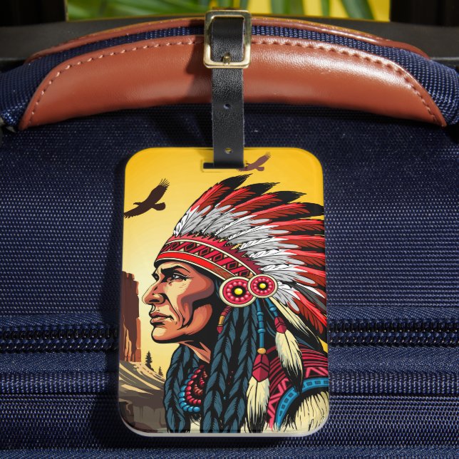 Infödd amerikansk chef på vilden Ligcape Sunset Bagagebricka (Framsida Insitu 2)