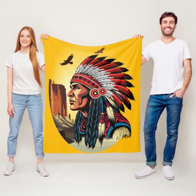 Infödd amerikansk chef på vilden Ligcape Sunset Fleecefilt (På plats)