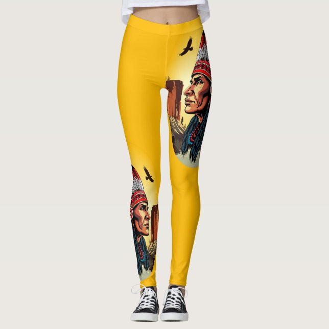 Infödd amerikansk chef på vilden Ligcape Sunset Leggings (Framsida)