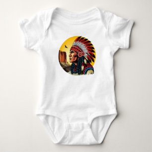 Infödd amerikansk chef på vilden Ligcape Sunset T Shirt