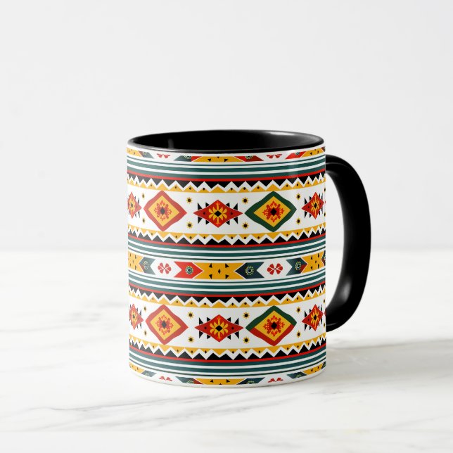 Infödd amerikansk design - Grön Rost Orange Gul Mugg (Framsida höger)