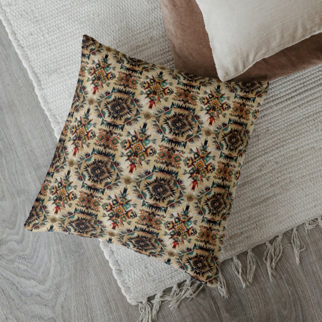 Infödd amerikansk etniskt konstmönster för stam vi kudde (native american usa southwest indigenous tribal boho culture traditional Indian holiday gifts parent)