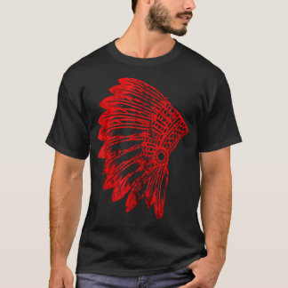 Infödd amerikansk Feather Headdress indisk Chief T Shirt