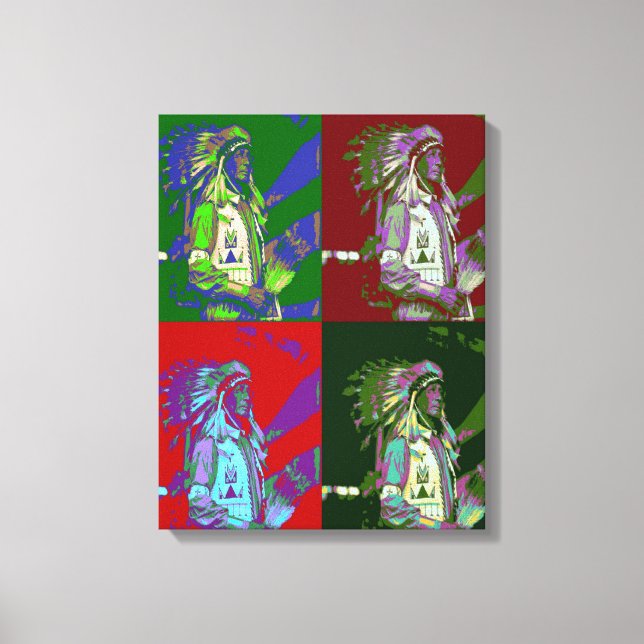 Infödd amerikansk höuptling Pop Art Canvastryck (Framsida)