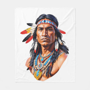 Infödd amerikansk indian man fleecefilt