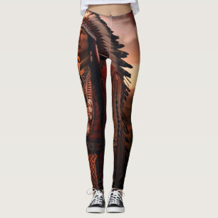Infödd amerikansk indianhövding på anpassad modern leggings