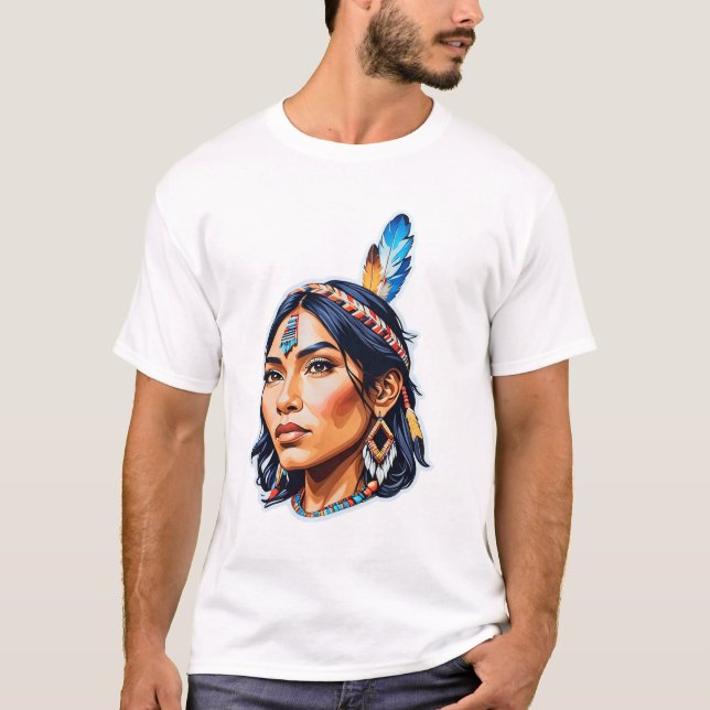 Infödd amerikansk indiankvinna t shirt (Framsida)