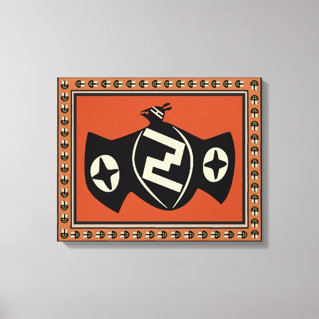 Infödd amerikansk Mimbres fladdermus fågel inlinda Canvastryck (Framsida)