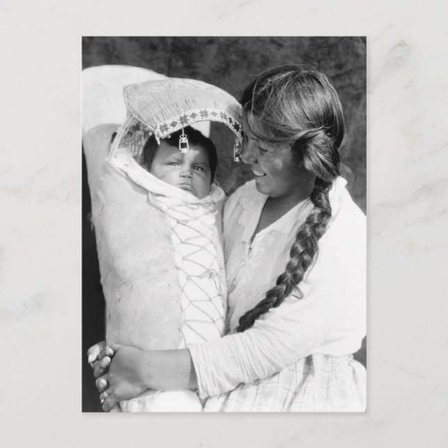 Infödd amerikansk Mor med hennes papos Vykort (Framsida)