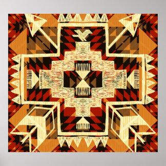 Infödd amerikansk, Vintage Hand-Drawn Abstrakt. Poster