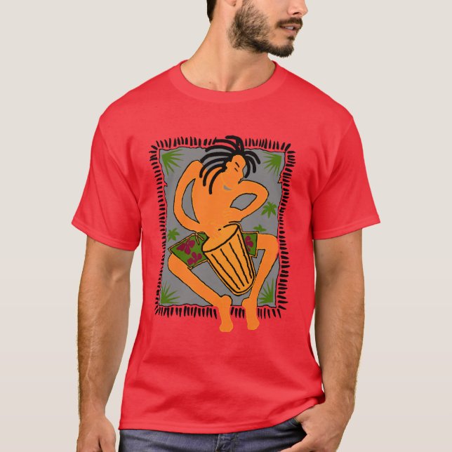 Infödd Bongo (röd mörk -) T Shirt (Framsida)