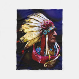 Infödd " Hunkpapa-hövding" original konst Fleecefilt