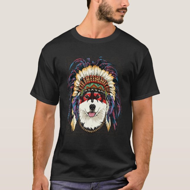 Infödd Indian Alaska Malamute Infödd T Shirt (Framsida)